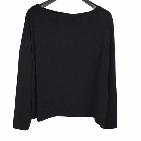 AllSaints Rita Oversize Tee Top Women's Medium M Black Long Sleeve Drop Shoulder - Picture 3 of 6